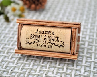 Bridal shower favors, personalized wine cork with stand. Bachelorette party favors • AA025