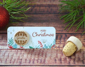 Personalized Christmas Place Cards & Wine Stoppers – Ideal Name Tags, Guest Gifts, Festive Table Decor for Holiday Gatherings • AA213