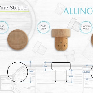 Technical sheet of the size of the wine stopper