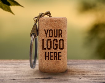 Cork Keyrings for Corporate gifts for employees and Clients, Realtor closing Gift, Employee Appreciation Gifts bulk, Custom logo • AA189
