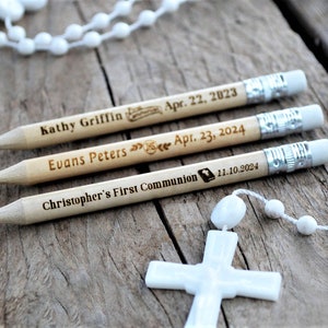 Pencils for First Communion favors , Personalized Engraved Rustic Pencils for first communion gift girl and boys • AA047