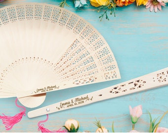 Personalized Sandalwood Wedding Fans, Custom Wooden Wedding Fans, Laser Engraved Personalized Fans, Monogram Wedding Fans Special Event Fans