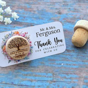 Gift for Guests in Bulk with Thank you Tags | Custom Wine Corks | Wedding Favors with Thank You Card | Wine Stoppers | Bridal Shower Gift