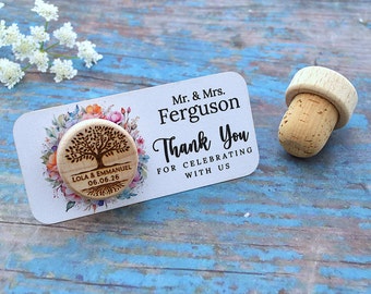 Gift for Guests in Bulk with Thank you Tags | Custom Wine Corks | Wedding Favors with Thank You Card | Wine Stoppers | Bridal Shower Gift