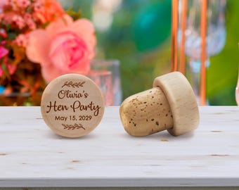 Hens party Favours, Personalised Wine Corks for Guests, Wooden Wine Stoppers, Bridal Shower Gifts, Hen party games, Rustic Favours • UK