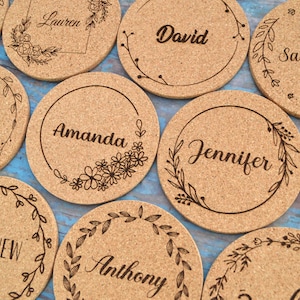 Custom Place cards for Wedding, birthday, Bachelorette party, Events, Personalized Coasters, Name tags, Guest gift, Table decoration • AA237