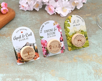 Wedding Favors with Thank You Card | Personalized Wine Stoppers | Bridal Shower Gift | Gift for Guests in Bulk with Thank you Tags • AA255