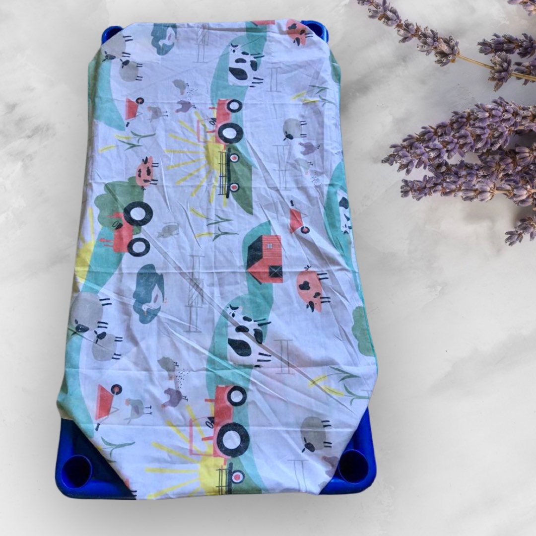 Fun and Vibrant Printed Daycare Cot Sheets Standard Size 52x22 or