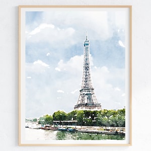 Paris Stadtansicht, Eiffelturm Wandkunst, druckbare Aquarell Illustration, DIGITAL DOWNLOAD Aquarell Malerei, Digital Art Print