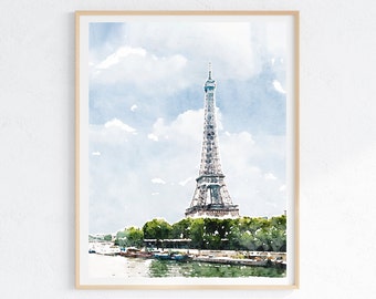 ART PRINT Paris Cityscape, Unframed Watercolor Illustration Print, Eiffel Tower Wall Art, Watercolor Painting, French Aesthetic Decor