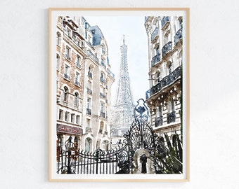 ART PRINT Paris Cityscape Unframed Watercolor Illustration Print, Eiffel Tower Wall Art, Watercolor Painting, French Architecture Wall Decor