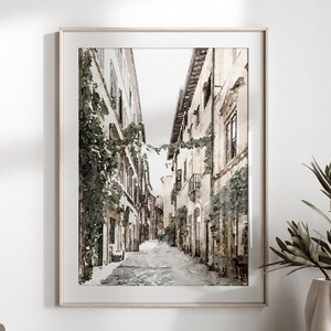 Rome Italy Street, Authentic Italian Architecture, DIGITAL DOWNLOAD, Old World Watercolor Print, Italian Wall Art Decor, Italy Travel Poster