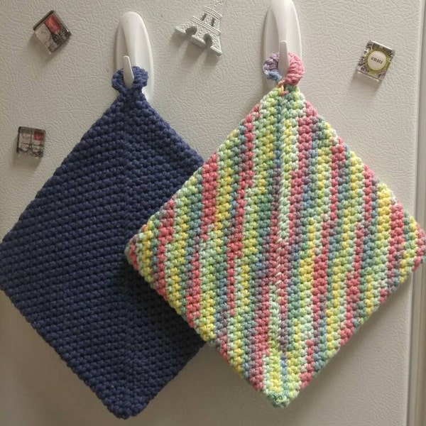 Crocheted Double Sided Rainbow Oven Mitts/Hot Pad/Pot Holders