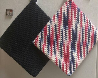 Crocheted Double Sided Oven Mitts/Hot Pad/Pot Holders