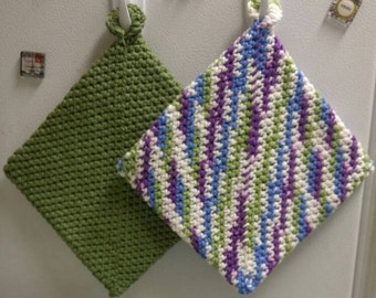 Crocheted Double Sided Oven Mitts/Hot Pad/Pot Holders