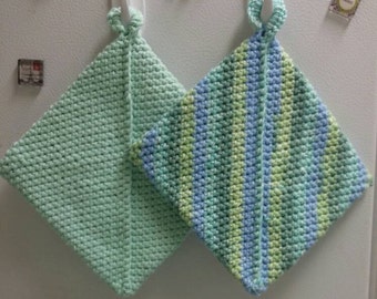 Crocheted Double Sided Oven Mitts/Hot Pad/Pot Holders