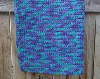PRICE REDUCED Mermaid Blue/Purple/Green Chunky Soft Baby Blanket/Sea/Crib Blanket/Floor Blanket