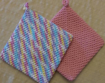 Unicorn/Rainbow Crocheted Double Sided Oven Mitts/Hot Pad/Pot Holder