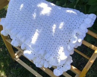 PRICE REDUCED Crocheted Baby Blessing Blanket/Christening/Lap Blanket/Temple Blanket