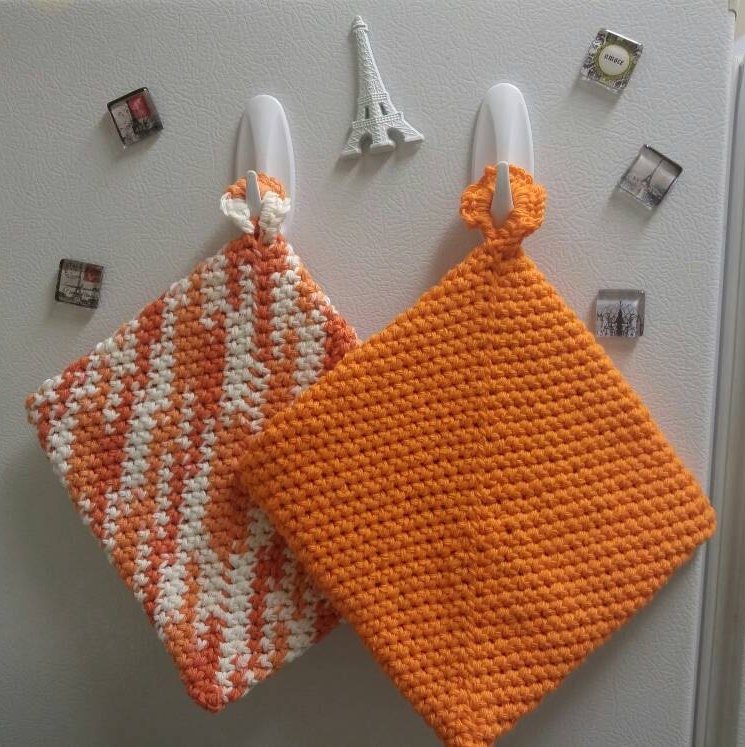 Crocheted Double Sided Cotton Hot Pads/pot Holders Etsy