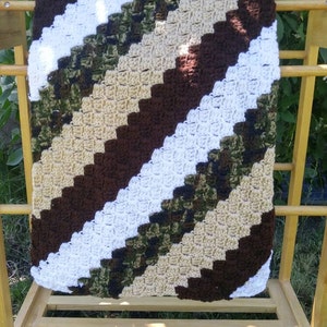 Crocheted Camouflage/Diagonal Stripes/Military Baby/Lap Blanket