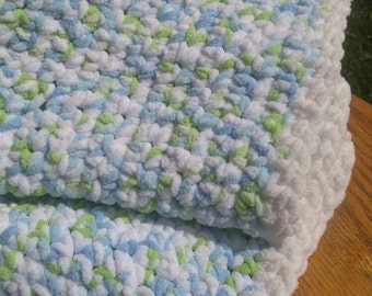 Green and Blue Chunky Soft Baby Blanket