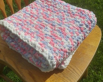Pink and Purple Chunky Soft Baby Blanket