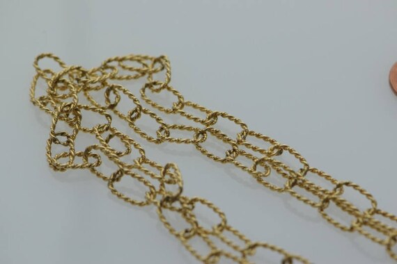 14K Yellow Gold, 32" Twist Loop Chain Handmade, C… - image 2