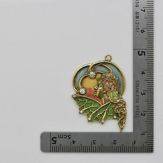 Wonderful Yellow Gold Plique Enamel Art Nouveau P… - image 7