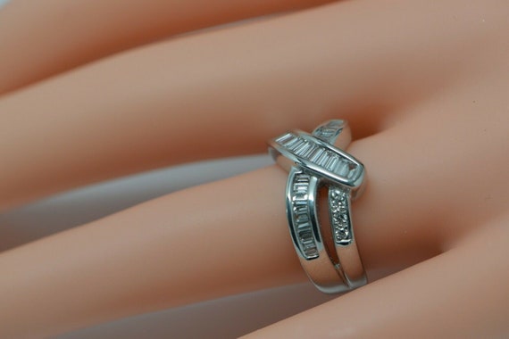 18K White Gold Diamond Baguette Ring Circa 1980, … - image 2