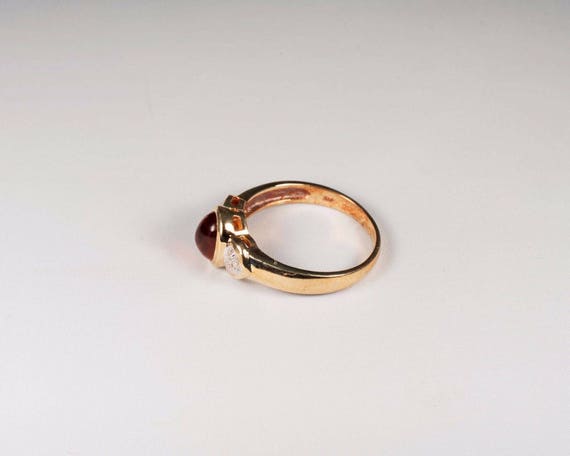 14K Yellow Gold Amber and Diamond Chip Ring , siz… - image 2