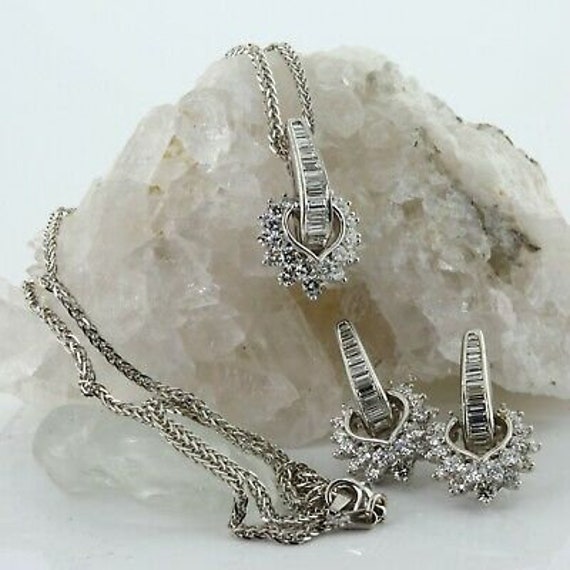 Superb 7.5 ct Total Weight Diamond Earrings and N… - image 1