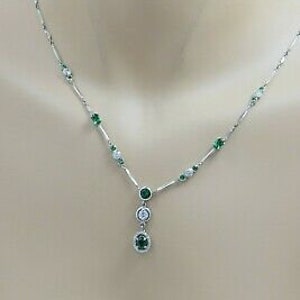 Platinum Necklace Diamond and Demantoid Garnet 5 ct tw Estimated, Circa 1970&#39;s