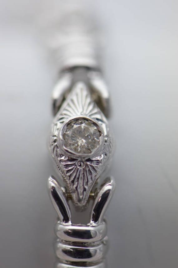 14K White Gold Retro Diamond Ellipse Form Bracele… - image 6