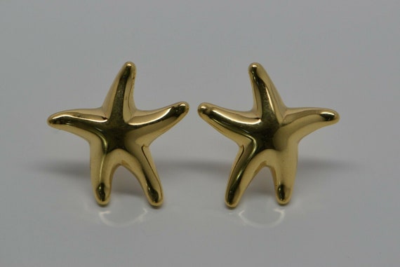 18K Yellow Gold Tiffany Starfish Earrings Elsa Pe… - image 1