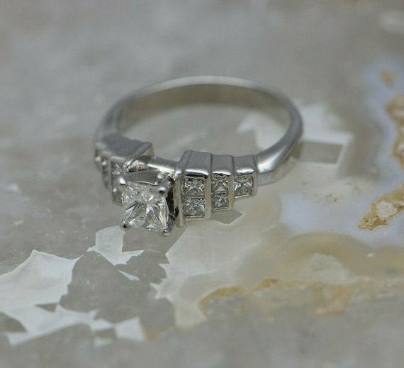Platinum Shane & Co Princess Diamond Ring Size 7.… - image 2