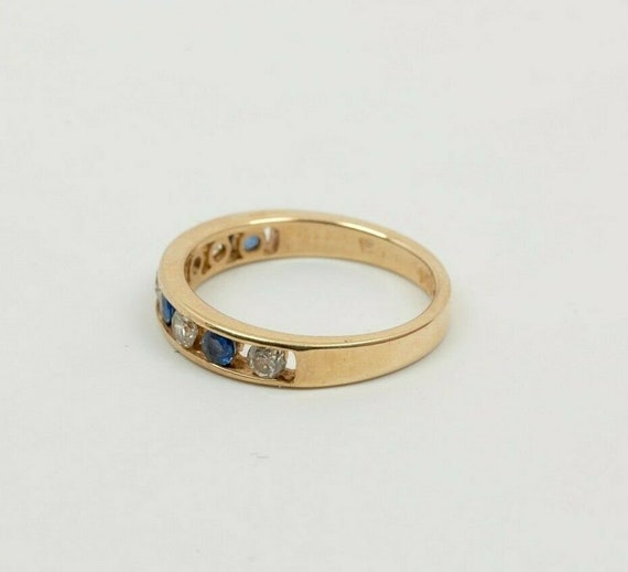 14k Yellow Gold Diamond and Sapphire Band 3/4 ct … - image 8