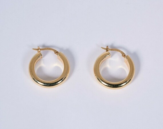 14K Yellow Gold Hoop Earrings 7/8 Inch Diameter 5 Mm Wide - Etsy