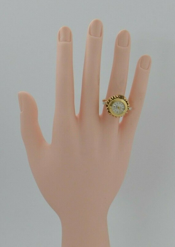 Vintage Ladies Watch Ring Circa 1950 18K Yellow G… - image 6