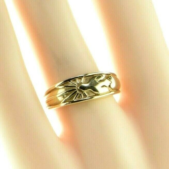 14K Yellow Gold Peace Dove Ring Size 7 Circa 1990 - image 2