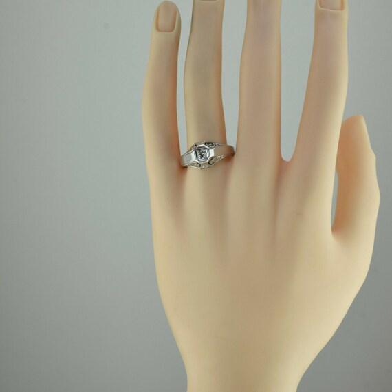 Antique 18K White Gold Art Deco Diamond Ring G VS… - image 9
