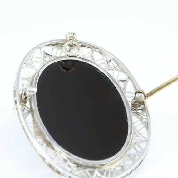 Antique Edwardian Platinum Hardstone Cameo Diamon… - image 3