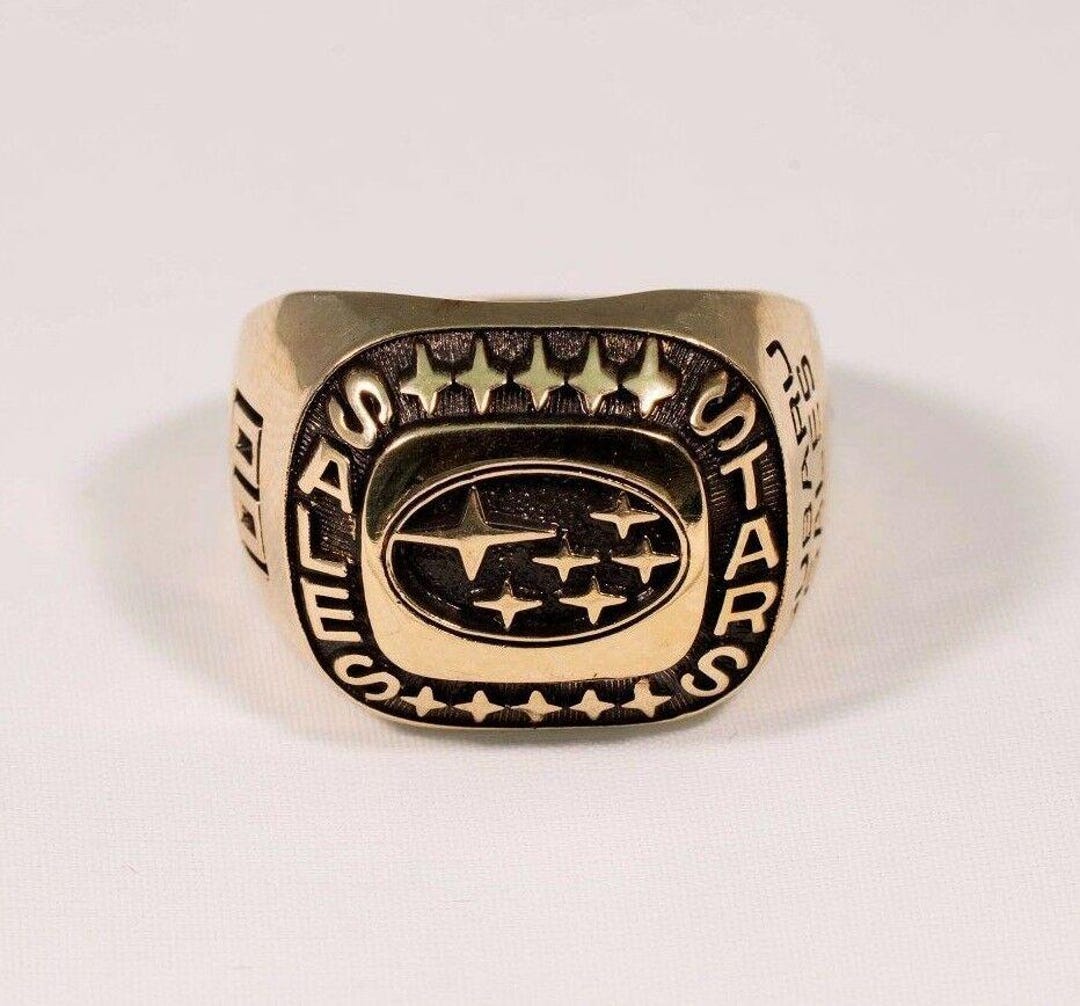 Saleman Rind 10K Yellow Gold Men's Subaru Salesman Ring With Sales Stars, Size 11 - Etsy