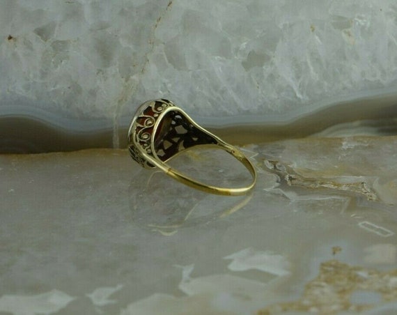 14K Yellow Gold Hardstone Filigree Cameo Ring Siz… - image 8