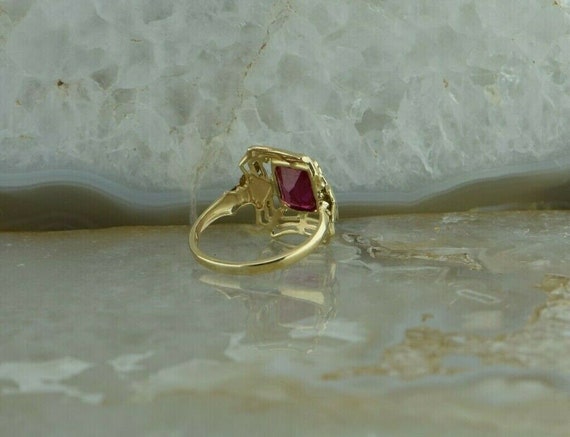 10K Yellow Gold Ruby Spinel Ring with Green Gold … - image 5