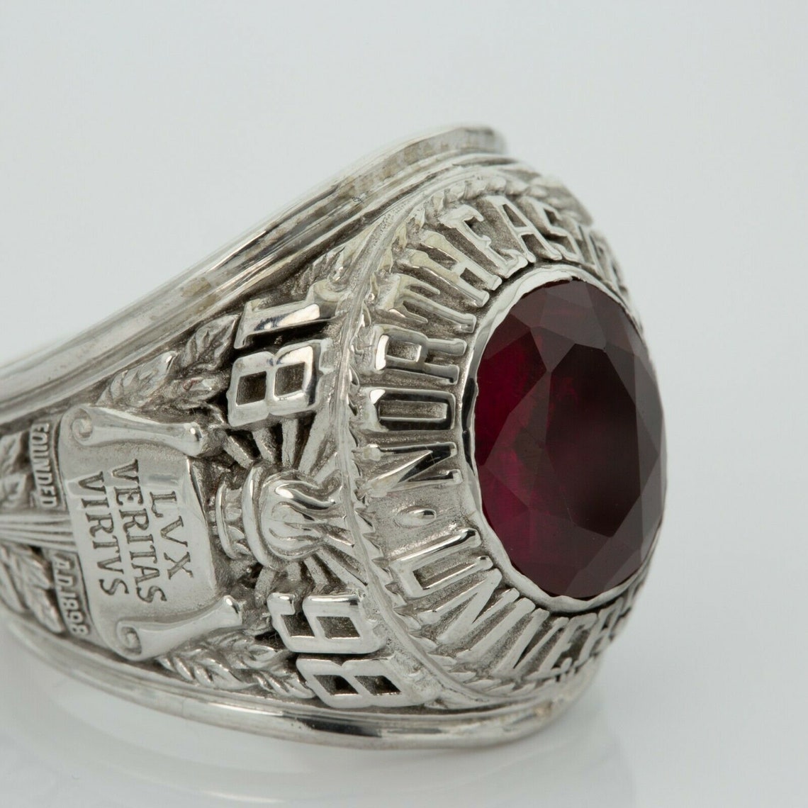 10K White Gold Man's Northeastern University Class Ring | Etsy