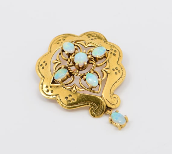 Vintage 14K Yellow Gold Opal Pin/Pendant, circa 1… - image 1