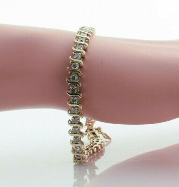 14K Yellow Gold 3 ct Diamond Bracelet 7.5 Inches … - image 2