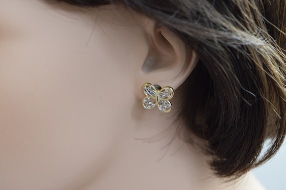 14K Yellow & White Gold Butterfly Earrings - image 2