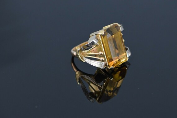 14K Yellow & White Gold Citrine Ring, Circa 1960'… - image 6
